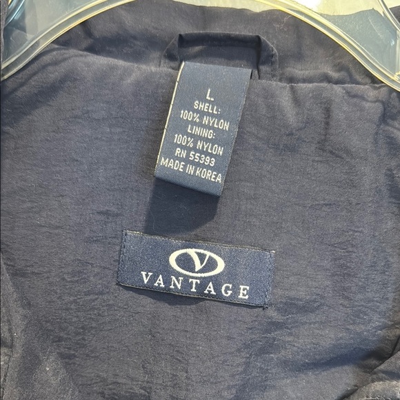 Blue and Gold Windbreaker Jacket with Collared Neckline - Picture 3 of 4